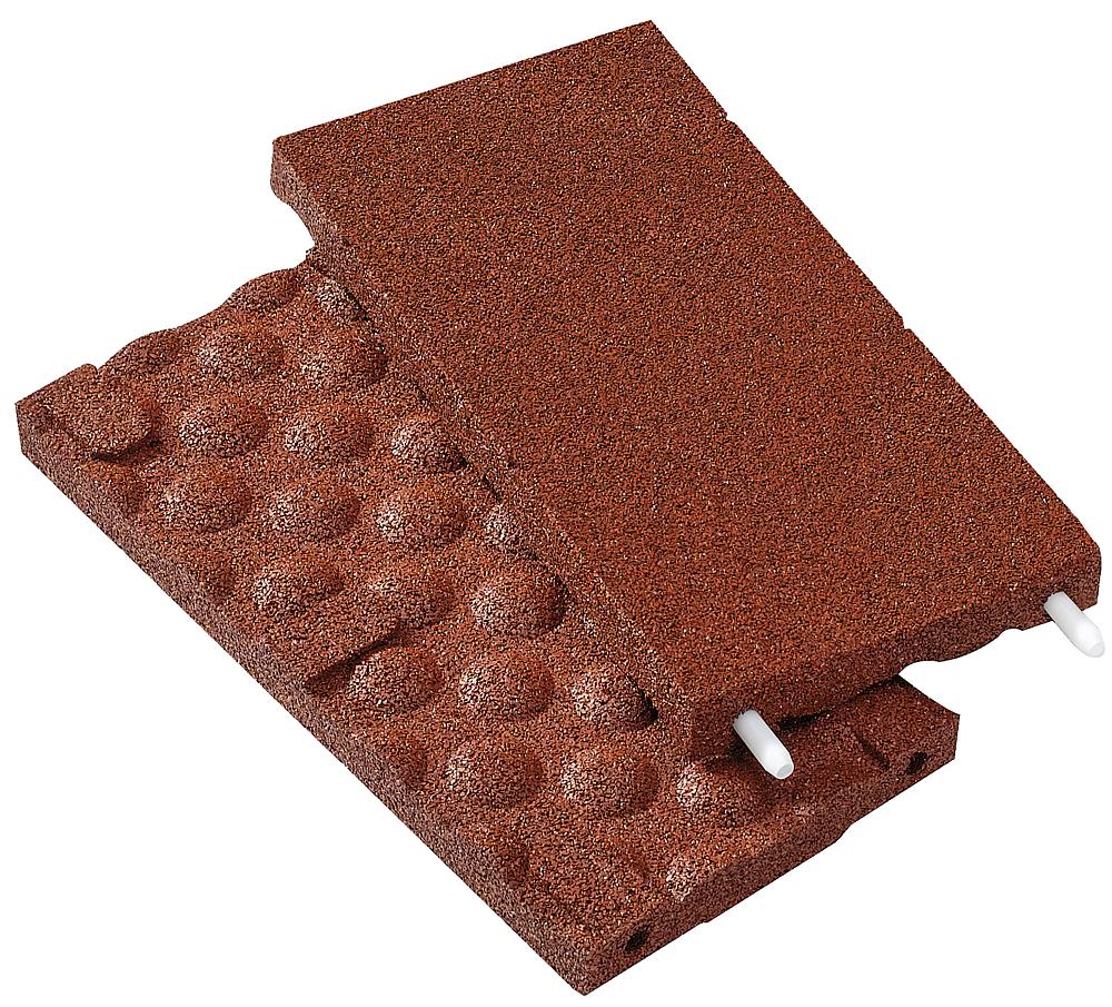 Impact attenuation tile, half-tile - 25x50x3 cm, red-brown