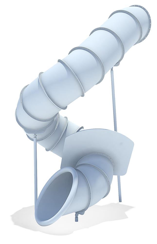 Tubular add-on slide 360 degree, spiralled to right, ph 345 cm